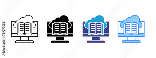 Cloud Library icon set multiple style collection