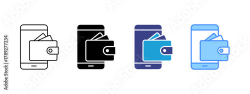 Mobile Wallet  icon set multiple style collection