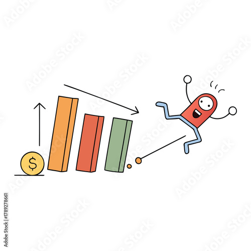 A dramatic scene of financial graphs crashing through the floor, symbolizing market collapse, economic crisis, and sudden downfall in global financial stability.
