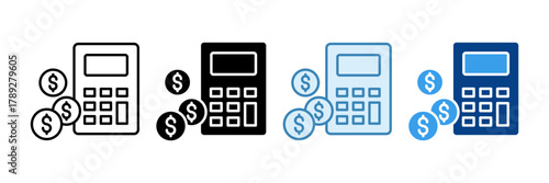 Calculator Icon Set Multiple Style Collection