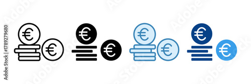 Euro Sign Icon Set Multiple Style Collection