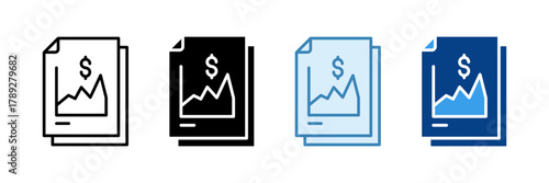 Area Chart Icon Set Multiple Style Collection