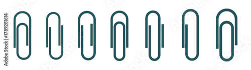 Collection of paper clip icons in a clean, modern, and simple style.