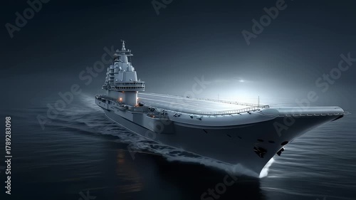 Giant Ship Sailing Through Deep Blue Sea