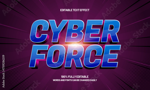 cyber force editable esport team text effect for gaming logo design