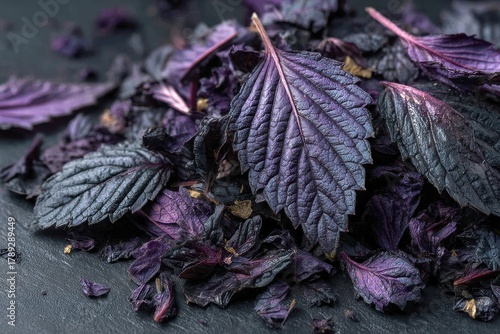Chopped purple basil leaves providing an attractive visual element