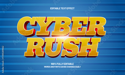 cyber rush editable esport team text effect for gaming logo design