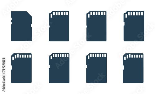 Set of memory cards for devices vector icons