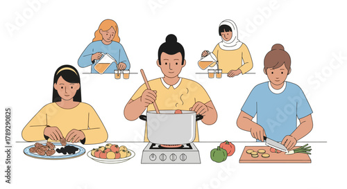 Young People Cooking and Baking in a Modern Kitchen Cooking Class for Teenagers