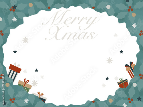 北欧風デザイン：オーバル型の可愛いクリスマスフレーム / Scandinavian Design: Cute Oval Christmas Frame