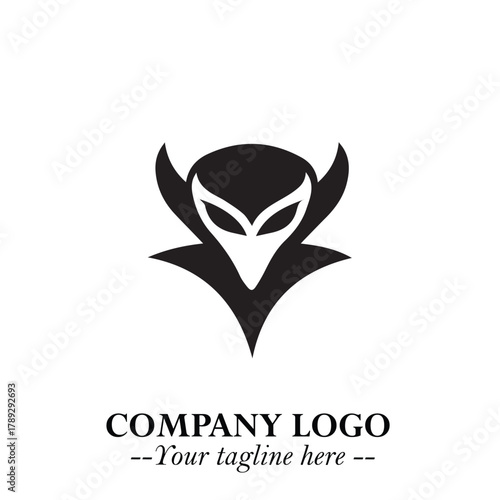 Head of Vampire Logo Symbol in Black on the White Background with Gothic Horror Vector Design