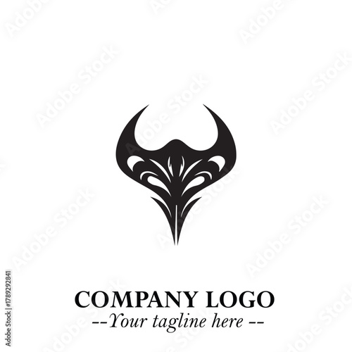 Head of Vampire Logo Symbol in Black on the White Background with Gothic Horror Vector Design
