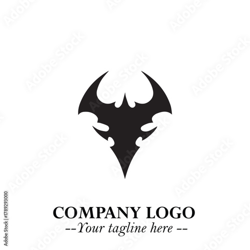 Head of Vampire Logo Symbol in Black on the White Background with Gothic Horror Vector Design