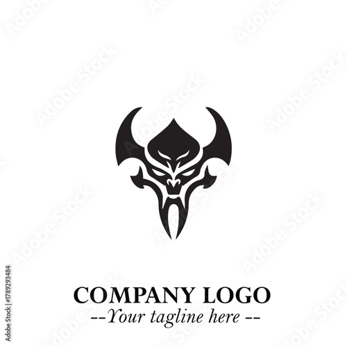 Head of Vampire Logo Symbol in Black on the White Background with Gothic Horror Vector Design