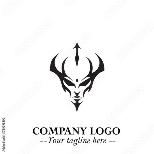 Head of Vampire Logo Symbol in Black on the White Background with Gothic Horror Vector Design