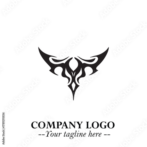 Head of Vampire Logo Symbol in Black on the White Background with Gothic Horror Vector Design