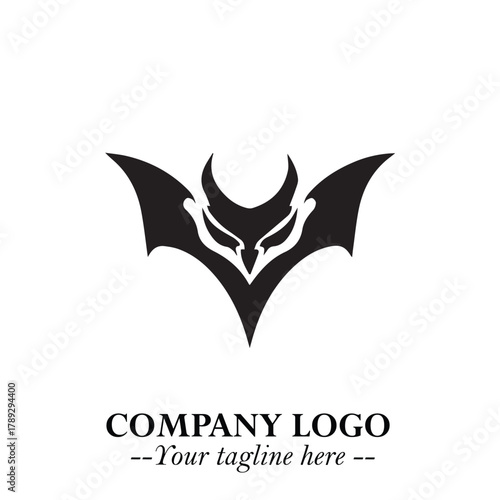 Head of Vampire Logo Symbol in Black on the White Background with Gothic Horror Vector Design