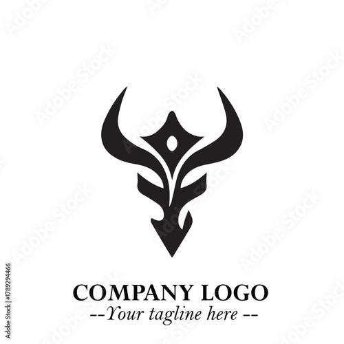 Head of Vampire Logo Symbol in Black on the White Background with Gothic Horror Vector Design
