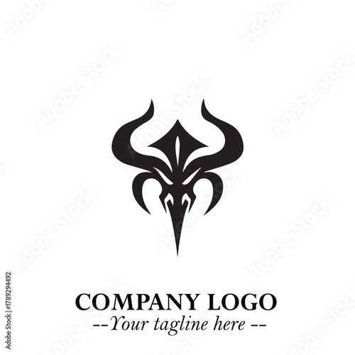 Head of Vampire Logo Symbol in Black on the White Background with Gothic Horror Vector Design