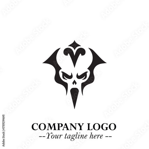 Head of Vampire Logo Symbol in Black on the White Background with Gothic Horror Vector Design