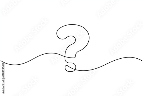 Question mark icon continuous one line art drawing of minimalist style, Question mark one line art vector illustration