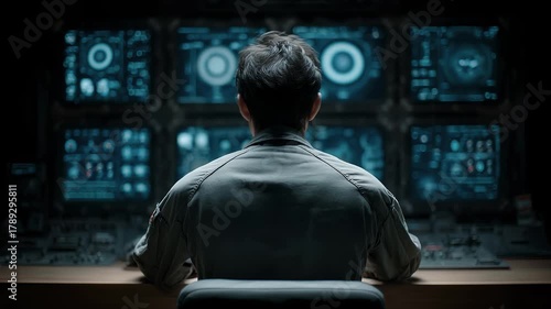 Personnel Monitoring Multiple Screens Data in Command Center