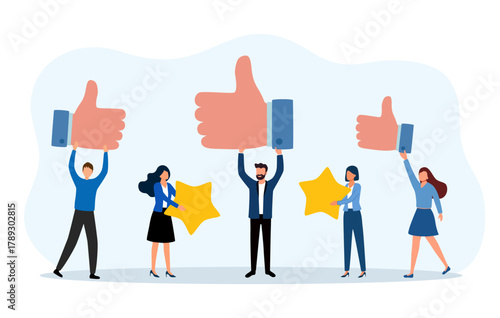 Employee feedback work satisfaction survey business concept flat vector illustration. Employee or customer feedback rating opinion.