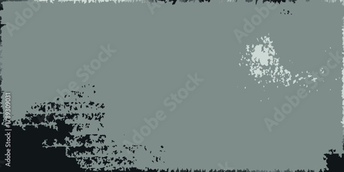 Abstract textured background with distressed edges and scattered light gray splatters on a muted gray backdrop
