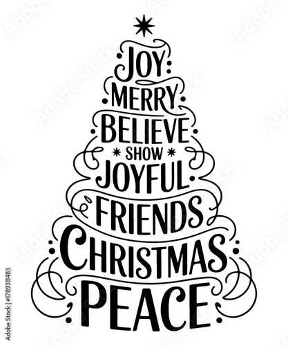 Joy Merry Believe Christmas Tree 