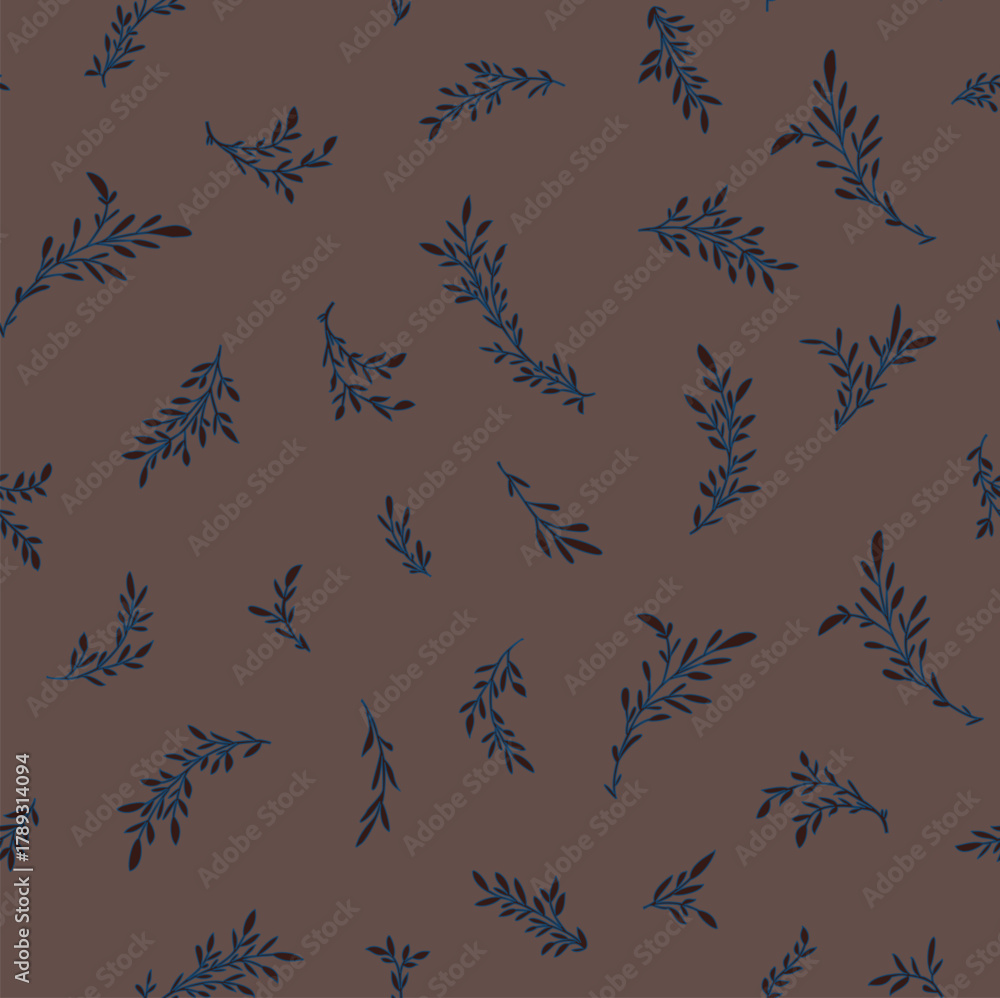 Fototapeta premium Cocoa Botanical Leaf Scatter Pattern