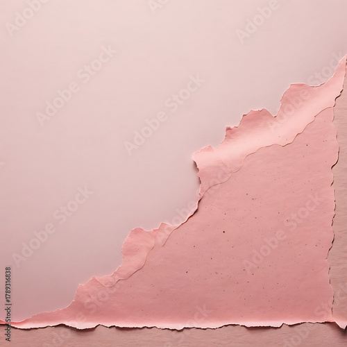 Soft Pink Torn Paper Corner Background with Minimal Texture