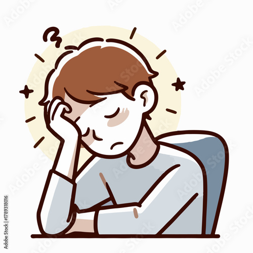 Cartoon illustration of a tired person