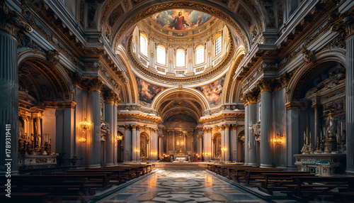 Wallpaper Mural Ornate Interior View of Domed Cathedral Architecture Torontodigital.ca