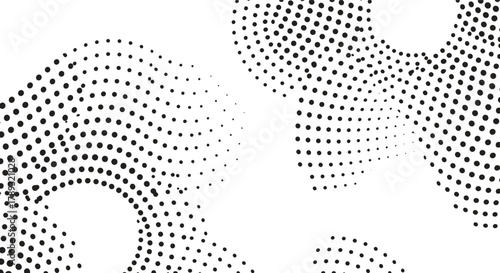  Halftone wave, dot pattern, circular gradient, abstract design, black and white, motion, texture, vector, minimal, modern, layout, flow, visual art, dynamic, graphic, stylized, optical illusion, dept