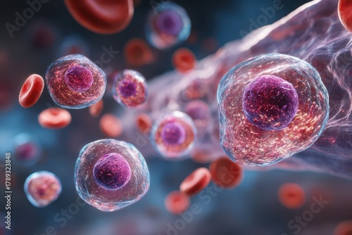 3D rendered illustration of leukemia cells in the bloodstream