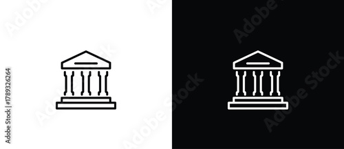 Bank simple icon, Banks vector sign illustration. Building Architecture Line Icons. Black and white line icons. Editable strokes.
