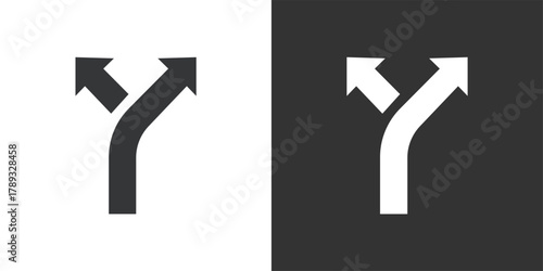 Forking Road icon. Solid glyph series icon