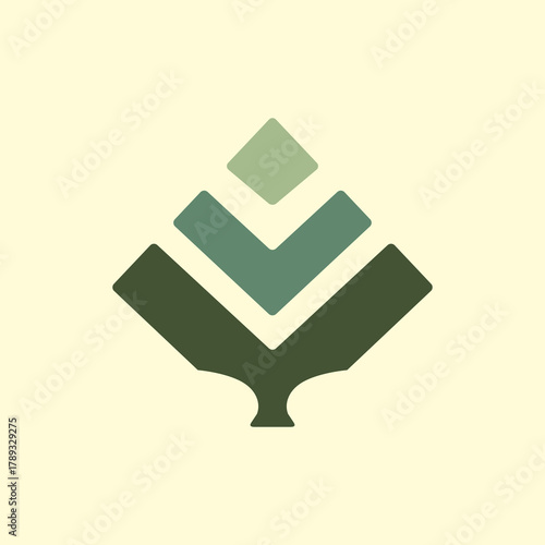 Minimalist geometric evergreen tree logo vector illustration.