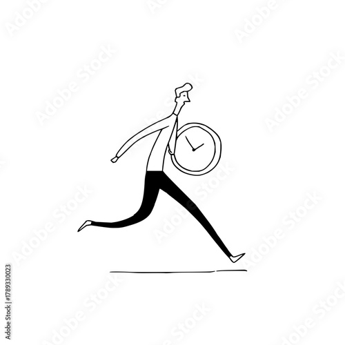 Running late time management deadline pressure urgency concept vector illustration for web design and apps