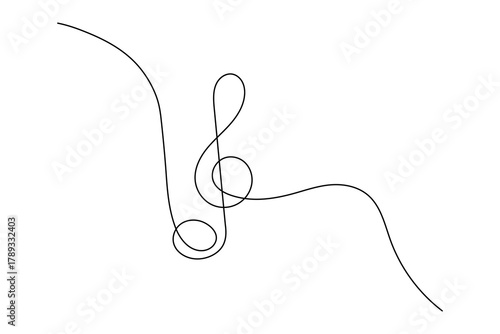 Music single line art minimalist continuous one line drawing of headphones and musical note