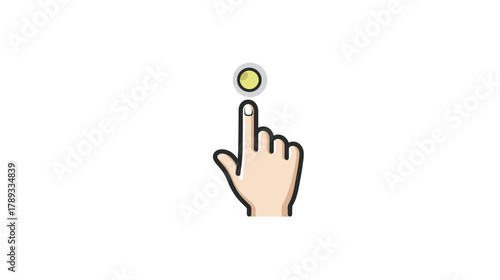 Hand tapping icon illustration, finger pointing and clicking, digital interaction gesture, user interface element, web design, touchscreen graphic