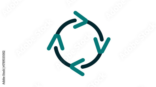 Modern circular arrows refresh icon representing update, recycle, sync, or a continuous process. Loop symbol graphic.