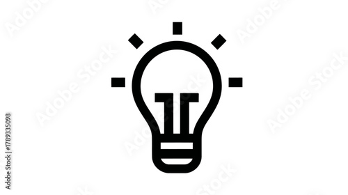 Glowing lightbulb icon symbolizing new ideas, innovation, creative solutions, inspiration, and bright thoughts.