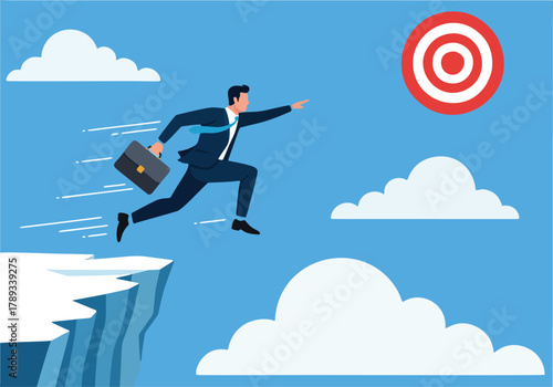 businessman running on cloud