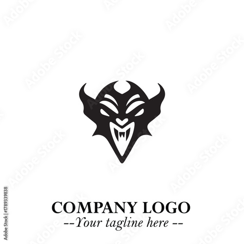 Head of Vampire Logo Symbol in Black on the White Background with Gothic Horror Vector Design