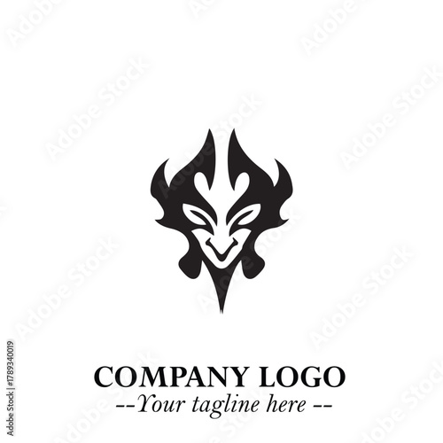 Head of Vampire Logo Symbol in Black on the White Background with Gothic Horror Vector Design
