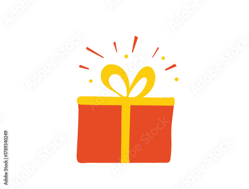 Gift box, birthday celebration, special gift package, loyalty program reward, vector illustration
