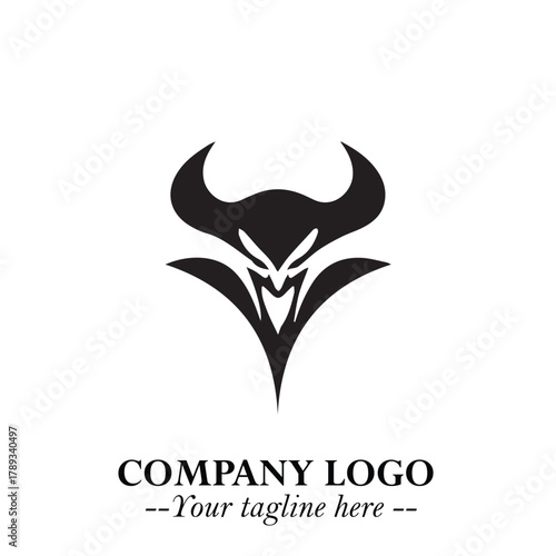 Head of Vampire Logo Symbol in Black on the White Background with Gothic Horror Vector Design