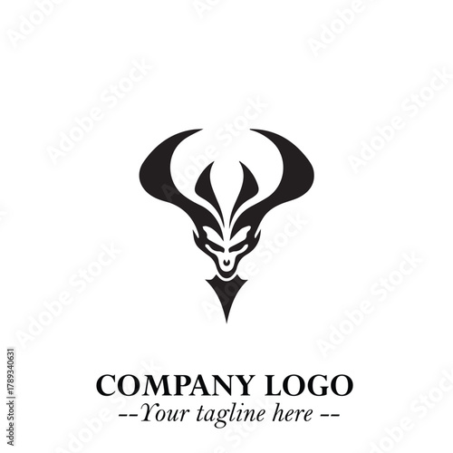 Head of Vampire Logo Symbol in Black on the White Background with Gothic Horror Vector Design