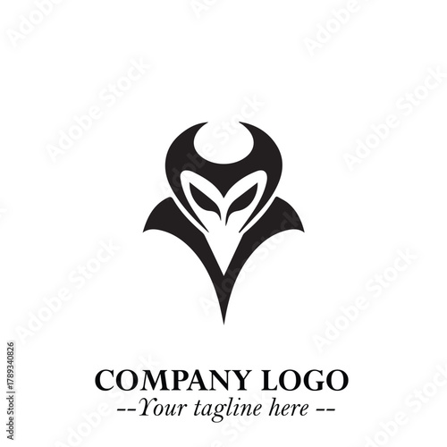 Head of Vampire Logo Symbol in Black on the White Background with Gothic Horror Vector Design